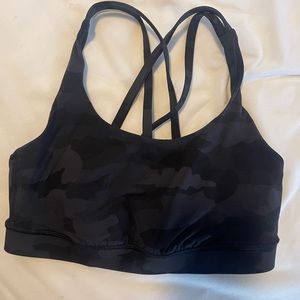 Lululemon Energy bra in a cute gray camo print